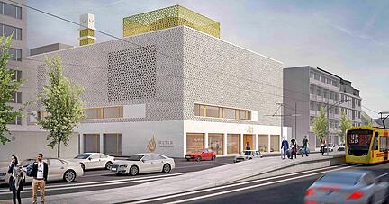 So sieht ein Entwurf für die neue Ditib-Moschee in der Weinsberger Straße in Heilbronn aus.
Visualisierung: Müller Architekten