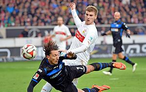 2014 war Timo Werner (rechts) noch ein Nachwuchstalent beim VfB Stuttgart. Um Provisionen für seinen ersten großen Profivertrag damals ging es am Dienstag in Mosbach vor Gericht.
Foto: dpa/Archiv