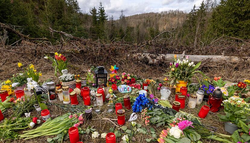Mit Kerzen, Blumen und einige Kuscheltiere nehmen die Menschen in Freudenberg Abschied von der zwölfjährigen Luise. Mit Kerzen, Blumen und einige Kuscheltiere nehmen die Menschen in Freudenberg Abschied von der zwölfjährigen Luise.