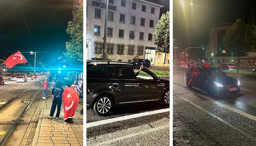 Autokorso trotz EM-Aus: Türkei-Fans feiern in Heilbronn – Fahrer zeigen Wolfsgruß