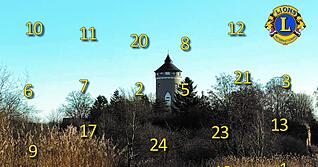 Das Titelfoto des Lions-Club-Adventskalenders Heilbronn zeigt den Wasserturm in Heilbronn-Böckingen.