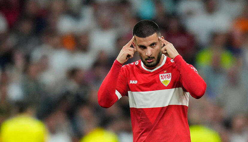 Nach dem Spiel bei Real Madrid feiert Deniz Undav die Fans des VfB Stuttgart – natürlich gewohnt locker.