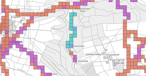 Dieser Screenshot zeigt das Funkloch im F&uuml;nfm&uuml;hlental zwischen Bad Rappenau und Siegelsbach