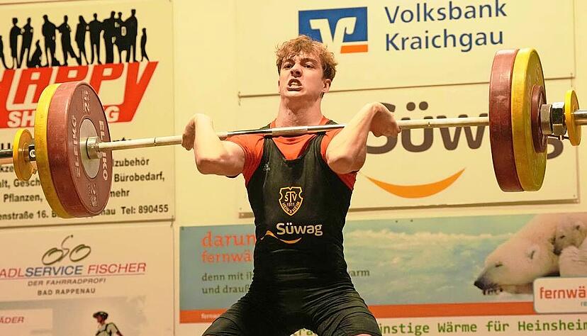 Heinsheims Zweitliga-Heber Roi Tayler Pfister hat in Augsburg eine persönliche Bestmarke im Stoßen aufgestellt. Heinsheims Zweitliga-Heber Roi Tayler Pfister hat in Augsburg eine persönliche Bestmarke im Stoßen aufgestellt.