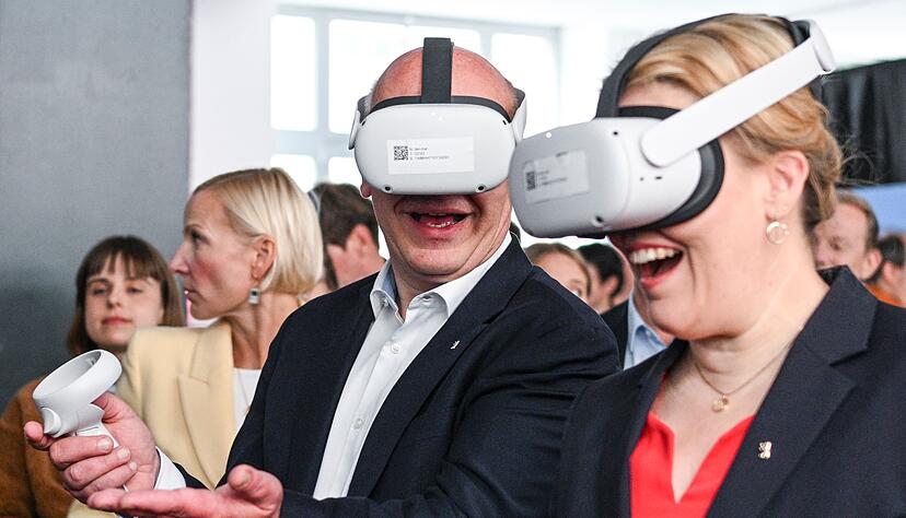 Berlins Regierender B&uuml;rgermeister Kai Wegner (CDU) und Wirtschaftssenatorin Franziska Giffey (SPD) sehen Berlin als wichtigsten Gaming-Standort Deutschlands.