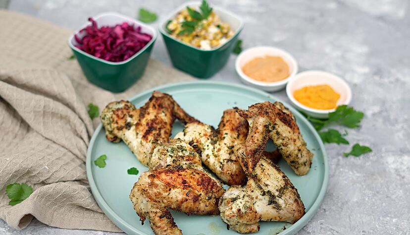 Kräftig gewürzt sind diese Chickenwings - Ranchstyle eben. Kräftig gewürzt sind diese Chickenwings - Ranchstyle eben.