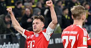 Sie sind halt die St&auml;rksten, die M&uuml;nchner (hier Matchwinner Joshua Kimmich beim 3:2 in Dortmund).