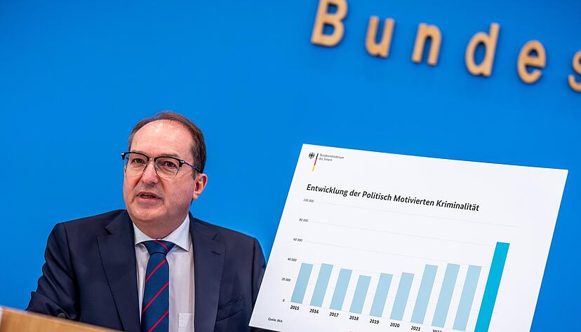Alexander Dobrindt (CSU), Bundesinnenminister, nimmt an der Vorstellung der Jahresstatistik Politisch Motivierte Kriminalität teil. Alexander Dobrindt (CSU), Bundesinnenminister, nimmt an der Vorstellung der Jahresstatistik Politisch Motivierte Kriminalität teil.