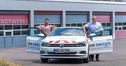 Thomas Haag (rechts) und sein Stellvertreter Marcel Baumann  machen die Stadtwerke Neckarsulm fit für die Zukunft.