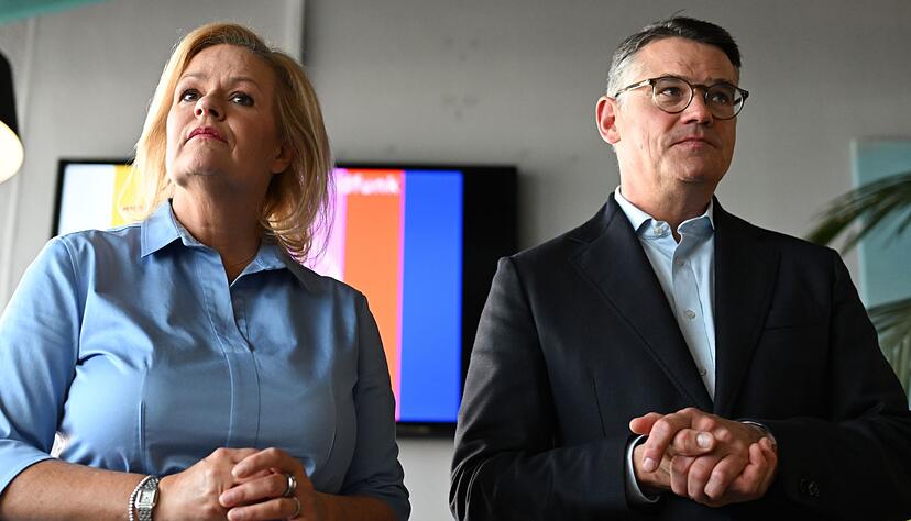 K&uuml;nftige Koalition&auml;re: Nancy Faeser (SPD) und Ministerpr&auml;sident Boris Rhein (CDU).