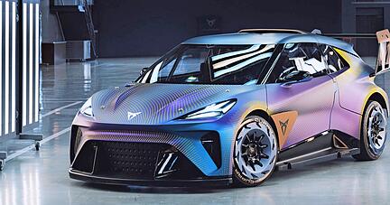 Die sportlich-überzeichnete Studie Urban Rebel von Cupra soll die Designsprache eines kommenden Elektroautos für Einsteiger andeuten.
Foto: Uli Weber/Cupra/dpa-tmn