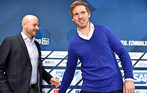 12. Februar 2016: An der Seite von Manager Alexander Rosen wird Julian Nagelsmann als neuer Trainer der TSG 1899 vorgestellt.
Fotos: Archiv/dpa