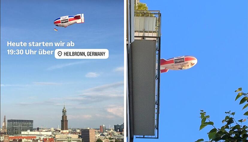 Das Trigema-Luftschiff hat am Samstagabend Heilbronn überflogen.