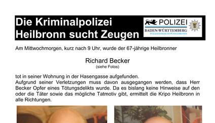 Mit diesem Flugblatt wendet sich die Polizei an die Bevölkerung und erhofft sich Hinweise zu der Bluttat. Mit diesem Flugblatt wendet sich die Polizei an die Bevölkerung und erhofft sich Hinweise zu der Bluttat.