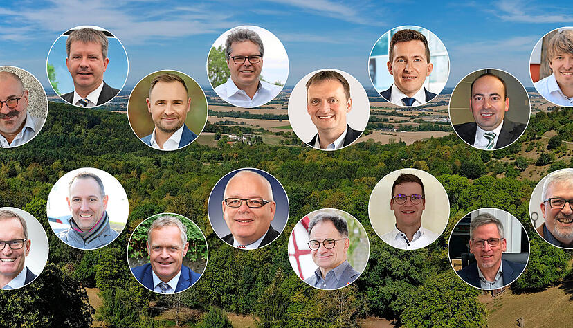 Die Hohenloher Bürgermeister (von oben links): Rainer Züfle (Weißbach), Thilo Michler (Öhringen), Andy Kümmerle (Dörzbach), Robert Böhnel (Mulfingen), Martin Piott (Bretzfeld), Stefan Neumann (Künzelsau), Karl Michael Nicklas (Neuenstein), Achim Beck (Niedernhall), Joachim Scholz (Schöntal), Christoph Spieles (Kupferzell), Michael Bauer (Ingelfingen), Torsten Kunkel (Pfedelbach), Andreas Köhler (Krautheim), Michael Foss (Forchtenberg), Bernd Herzog (Waldenburg) und Klaus Gross (Zweiflingen). Fotos: HZ-Archiv, privat / Montage: Petersen