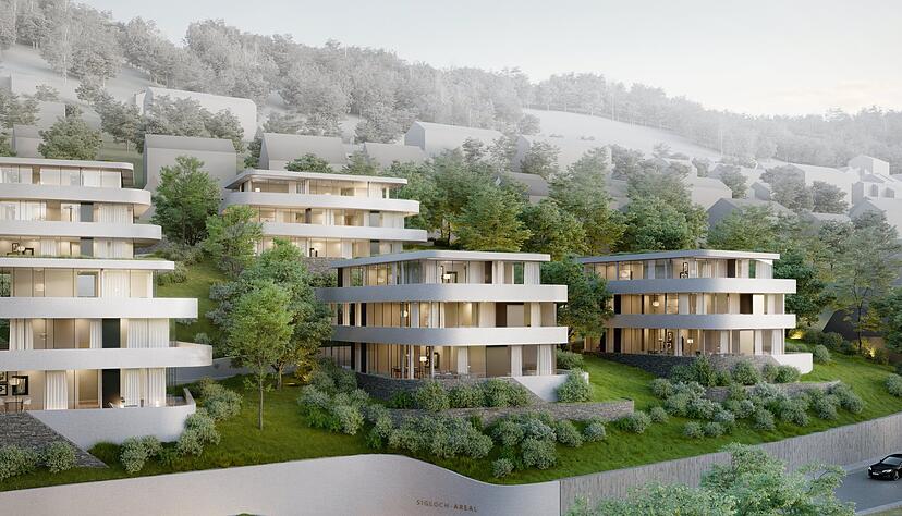 Auf dem 4800-Quadratmeter-Grundst&uuml;ck zwischen Langenburger Stra&szlig;e und Kapellenweg sollen f&uuml;nf Wohnh&auml;user mit insgesamt 14 Wohnungen entstehen. Noch ist der Gestaltungsbeirat aber mit der Planung nicht ganz einverstanden. Visualisierung: privat