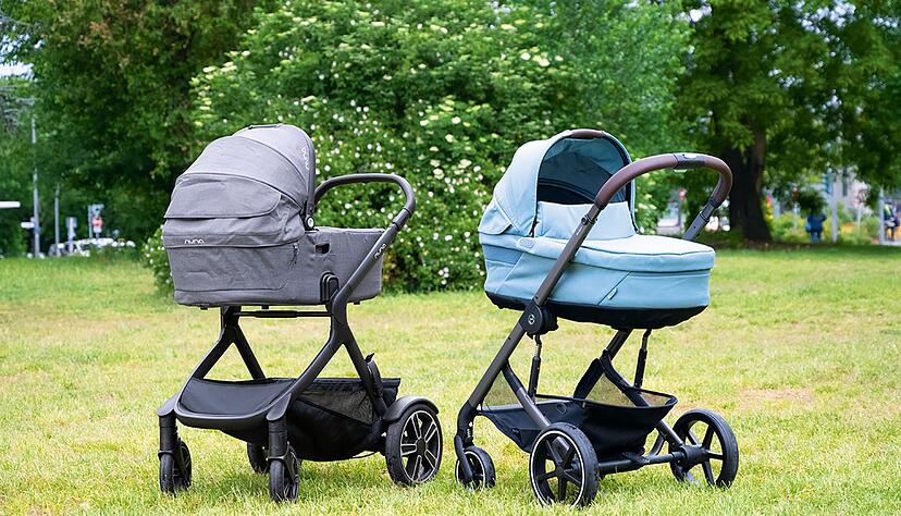 Der &laquo;Nuna Demi next&raquo; (l) und der &laquo;Cybex Ballos S Lux&raquo; sind mit der Note 2,8 die Testsieger unter den Kombi-Kinderwagen.