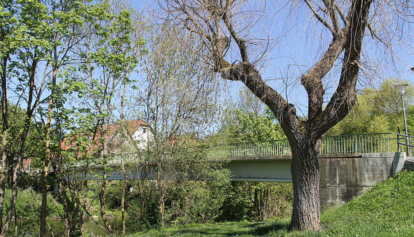 Der bisherige Jagststeg zwischen der Hauptstra&szlig;e und der Wilhelm-Frey-Kulturhalle in Widdern wird abgerissen. Der Weg zum Neubau f&uuml;hrt &uuml;ber praxisferne Auflagen und lange Wartezeiten.