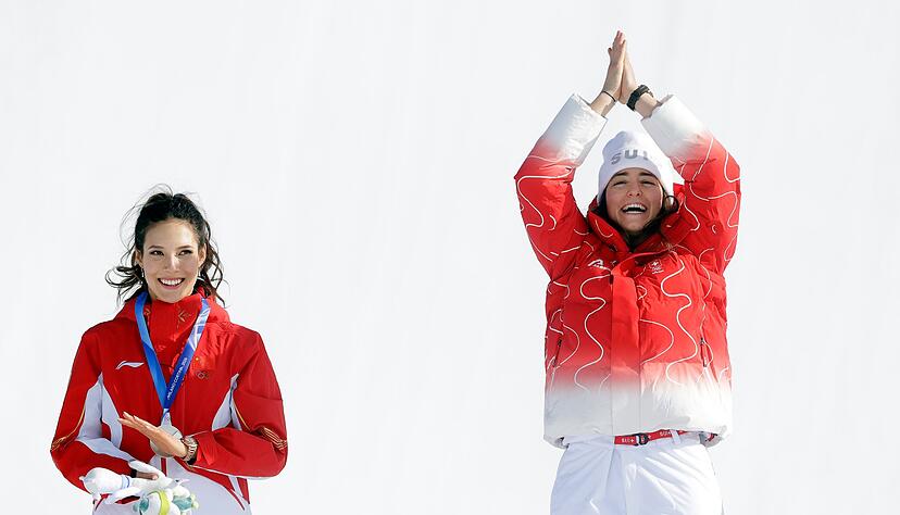 Ganz oben angekommen: Mathilde Gremaud aus der Schweiz holt Gold. Ganz oben angekommen: Mathilde Gremaud aus der Schweiz holt Gold.