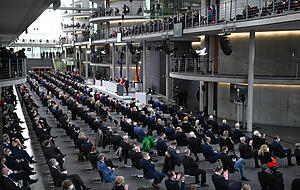 Bundespr&auml;sident Frank-Walter Steinmeier spricht nach seiner Wiederwahl zur Bundesversammlung im Paul-L&ouml;be-Haus. +++ dpa-Bildfunk +++