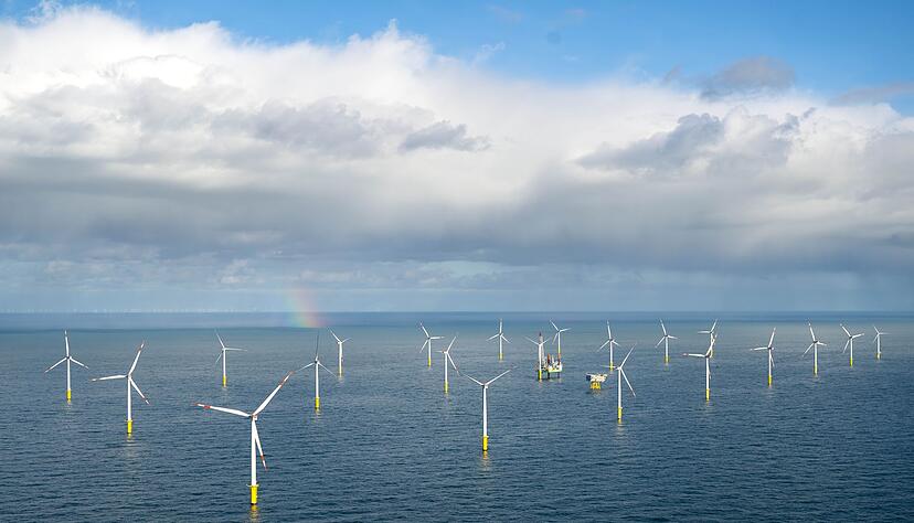 Der Offshore-Windpark Riffgat rund 15 Kilometer n&ouml;rdlich der Insel Borkum.