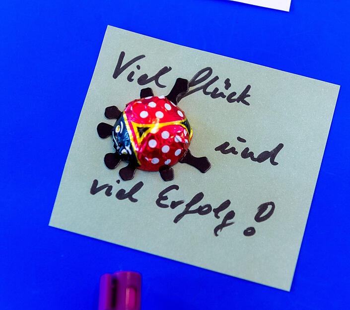 Einen Schoko-Glückskäfer gab es am Dienstag für die Abiturienten am RMG Heilbronn. Einen Schoko-Glückskäfer gab es am Dienstag für die Abiturienten am RMG Heilbronn.