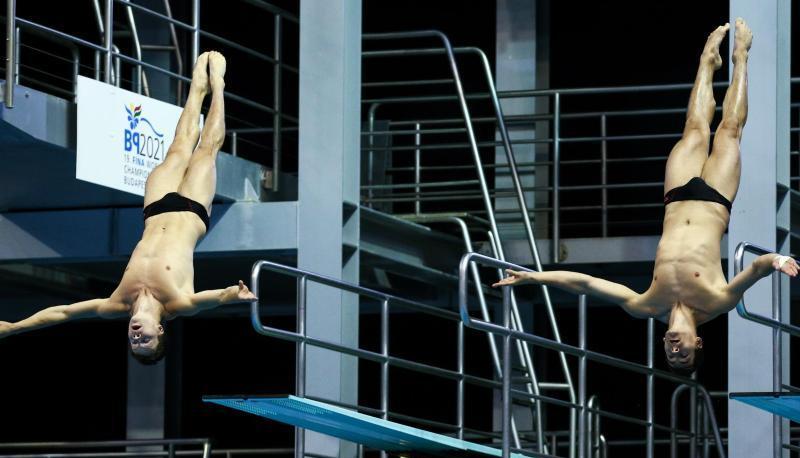 Patrick Hausding (l) und Stephan Feck holten Silber vom Drei-Meter-Brett. Foto: David Ebener