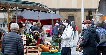 Maskenpflicht auf dem Heilbronner Wochenmarkt