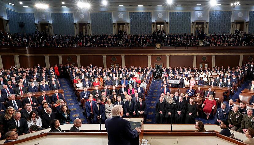 Fast zwei Stunden lang redete Trump vor dem Kongress.