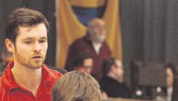 Adrian Klosek (links) und Michael Dudek (TSG Heilbronn) lieferten sich im Finale ein spannendes Duell mit ihren Gegnern vom TTC Weinheim.Fotos: Alexander Bertok