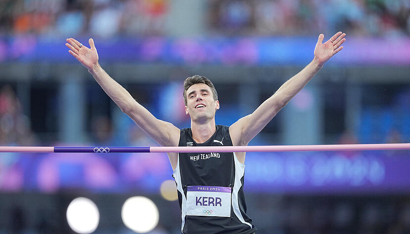 Der Moment seines bisher größten Erfolges: Hamish Kerr holt im Stade de France von Paris das erste olympische Gold im Hochsprung für Neuseeland. Am Sonntag springt der 28-Jährige in Heilbronn. Der Moment seines bisher größten Erfolges: Hamish Kerr holt im Stade de France von Paris das erste olympische Gold im Hochsprung für Neuseeland. Am Sonntag springt der 28-Jährige in Heilbronn.