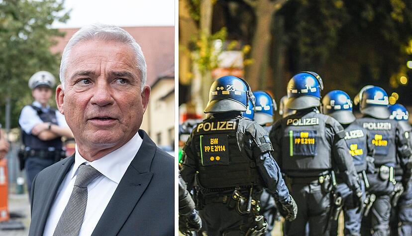 Baden-Württembergs Innenminister Thomas Strobl (CDU) spricht nach den massiven Ausschreitungen am Rande einer Eritrea-Veranstaltung in Stuttgart von einem "wütenden, gewaltbereiten und bewaffneten Mob".