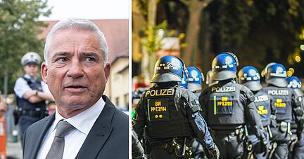 Baden-Württembergs Innenminister Thomas Strobl (CDU) spricht nach den massiven Ausschreitungen am Rande einer Eritrea-Veranstaltung in Stuttgart von einem "wütenden, gewaltbereiten und bewaffneten Mob".