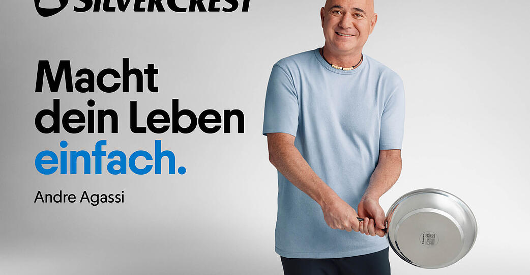 Der ehemalige Tennisstar Andre Agassi schwingt jetzt für Lidl die Bratpfanne. Der ehemalige Tennisstar Andre Agassi schwingt jetzt für Lidl die Bratpfanne.