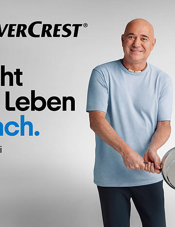 Der ehemalige Tennisstar Andre Agassi schwingt jetzt für Lidl die Bratpfanne. Der ehemalige Tennisstar Andre Agassi schwingt jetzt für Lidl die Bratpfanne.