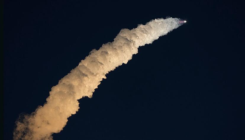 Die Mega-Starship-Rakete von SpaceX w&auml;hrend des erfolgreichen Testflugs.