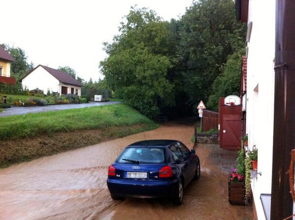 Wassermassen in Hausen an der Zaber.