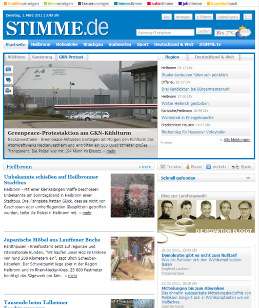 2008 geht es zur&uuml;ck zum Blau. Zudem gilt jetzt das Motto "Online first": Die Redakteure schreiben zun&auml;chst f&uuml;r die Internetseite und erst im Anschluss f&uuml;r die Zeitung.   

W&auml;hrend bislang ein Mitarbeiter f&uuml;r die Seite verantwortlich war, sind es jetzt zwei.   

Im dritten Monat nach dieser Umstellung liegt die Besucherzahl erstmals &uuml;ber 500.000.