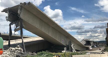Brücken-Sprengung auf der A6