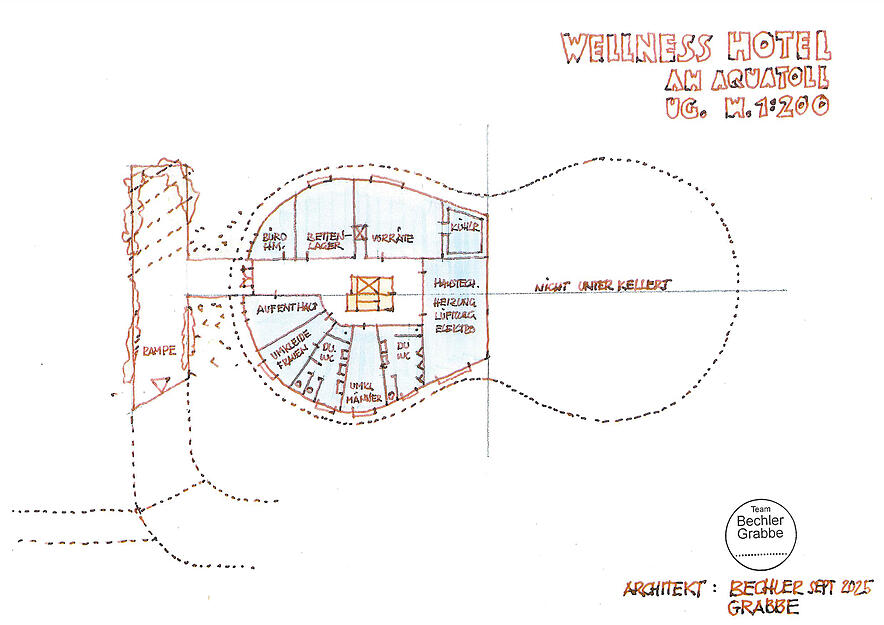 Der Entwurf zeigt das geplante Wellnesshotel am neuen Aquatoll in Neckarsulm.