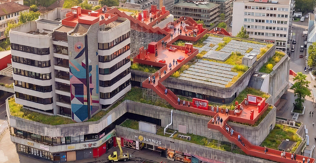 Die wohl spektakul&auml;rste Aktion 2027 wird der Rooftop-Walk auf dem Wollhaus sein.