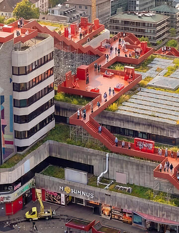 Die wohl spektakul&auml;rste Aktion 2027 wird der Rooftop-Walk auf dem Wollhaus sein.