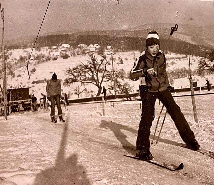 Skifahren auf dem Juxkopf 1979. Skifahren auf dem Juxkopf 1979.