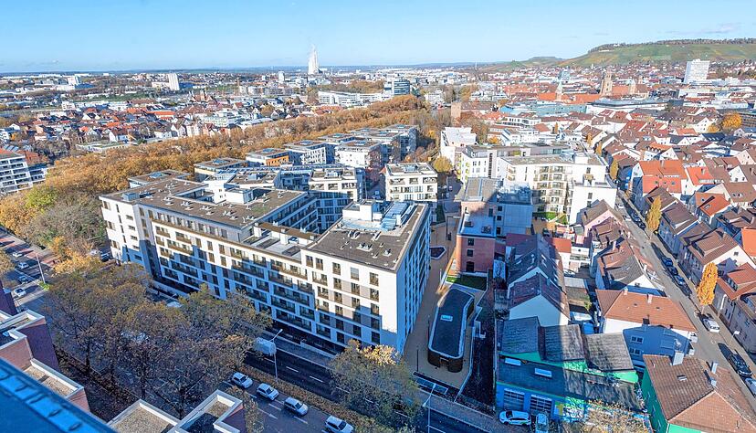 In Heilbronn wird viel gebaut, mit dem Rosenbergquartier (vorne links) kamen zum Beispiel erst kürzlich 479 Wohnungen dazu. Die Nachfrage nach Mietwohnungen wird Experten zufolge weiter steigen.
Foto: Berger