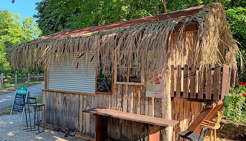 Die H&uuml;tte, die lange Zeit bei den gro&szlig;en Faschingsumz&uuml;gen in der Region Heilbronn mitgefahren ist, steht zwischenzeitlich auf festem Boden im Zeitwald.
