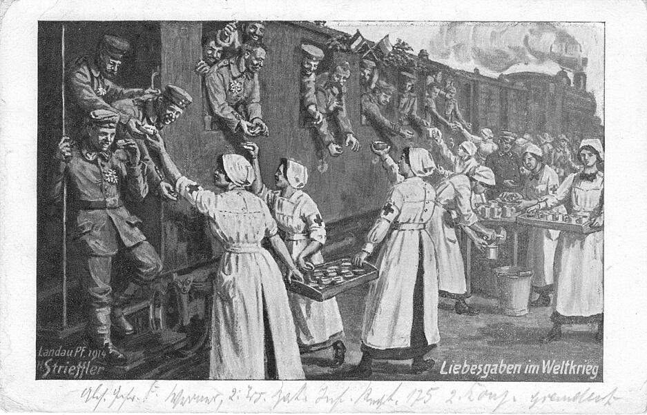 Die Postkarte zeigt eine Verpflegungsstation für Soldaten im Ersten Weltkrieg. Auch in Eppingen gab es solche Szenen. Foto: Sammlung Ulrich Merz Die Postkarte zeigt eine Verpflegungsstation für Soldaten im Ersten Weltkrieg. Auch in Eppingen gab es solche Szenen. Foto: Sammlung Ulrich Merz