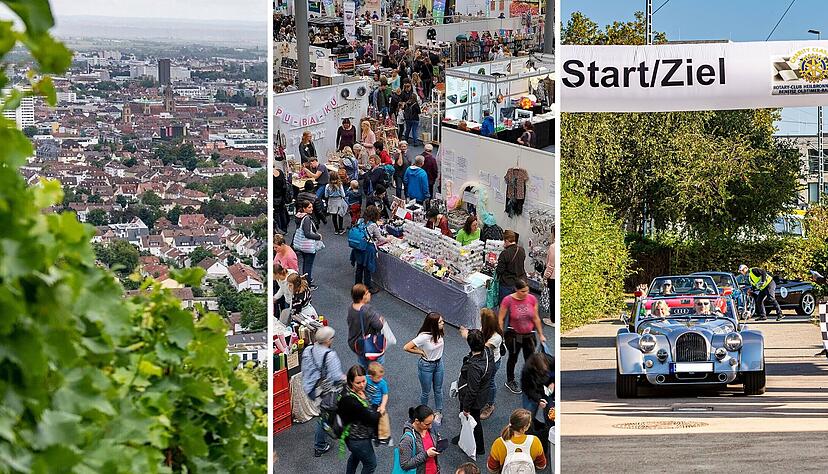 Heilbronn feiert die Weinlese am Wartberg (von links), im Redblue kommen Kreative auf ihre Kosten und bei der Charity-Rallye des Rotary-Clubs Heilbronn-Unterland können wieder Old- und Youngtimer bestaunt werden.