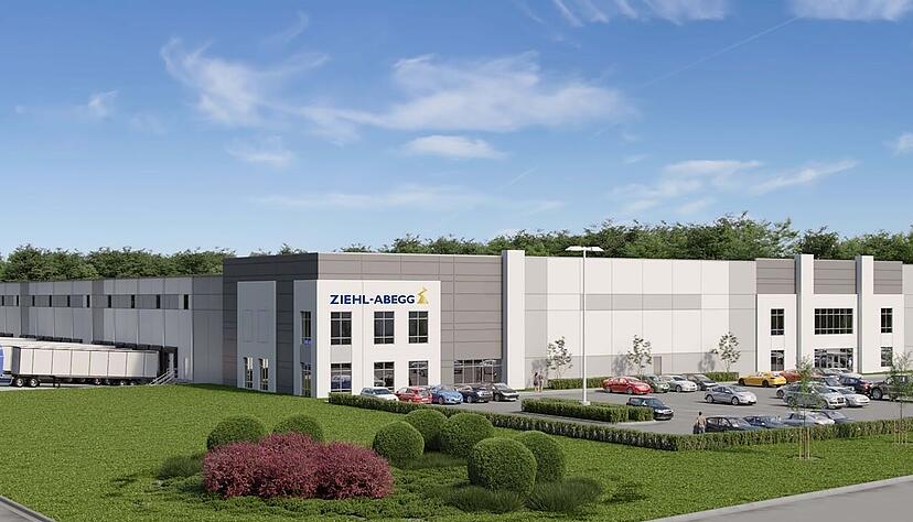 In Winston-Salem im US-Bundesstaat North Carolina wird dieses neue Produktions- und Vertriebsgebäude von Ziehl-Abegg entstehen.
Visualisierung: Ziehl-Abegg