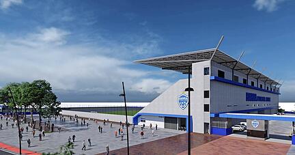 So soll das neue Stadion des Barra FC in Brasilien bald aussehen. Das Geld dazu kommt von Dietmar Hopp.
Foto: Hobra