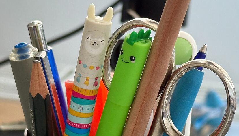 Radierbare Gelstifte kommen mit st&auml;ndig neuen Designs, meist in Tierform, auf den Markt und werden gern unter Kindern gesammelt und getauscht.